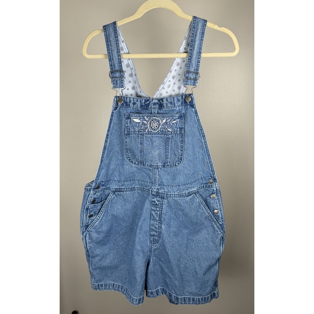 Vintage Y2K Cherokee floral denim cottagecore embroidery denim Jean shortalls L
